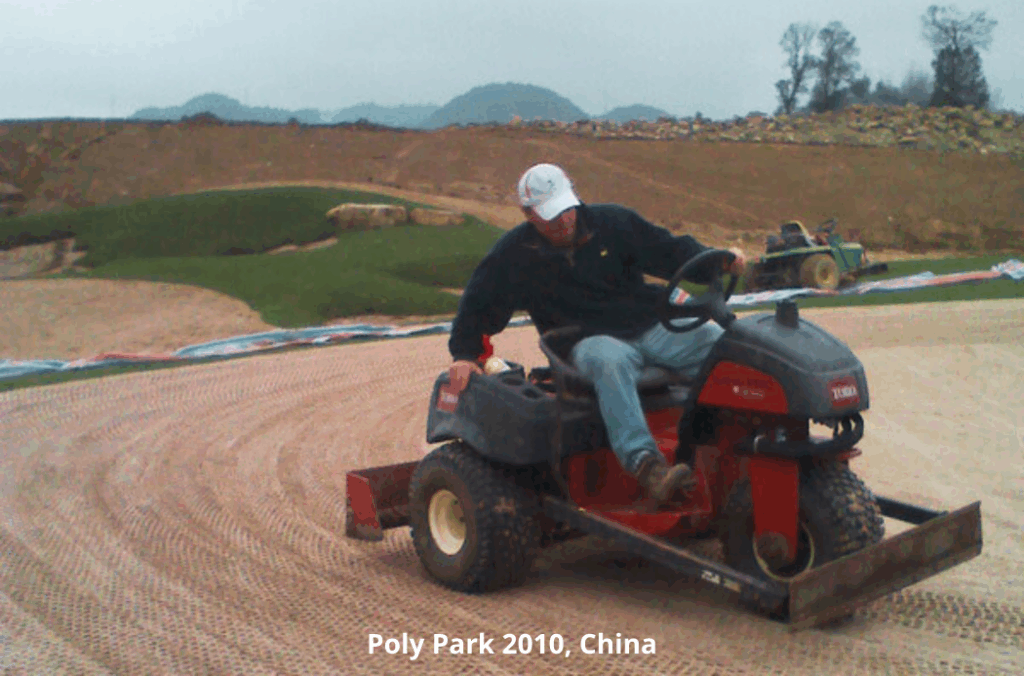Golf course with ball near flag