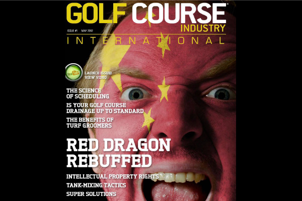 Golf course with ball near flag