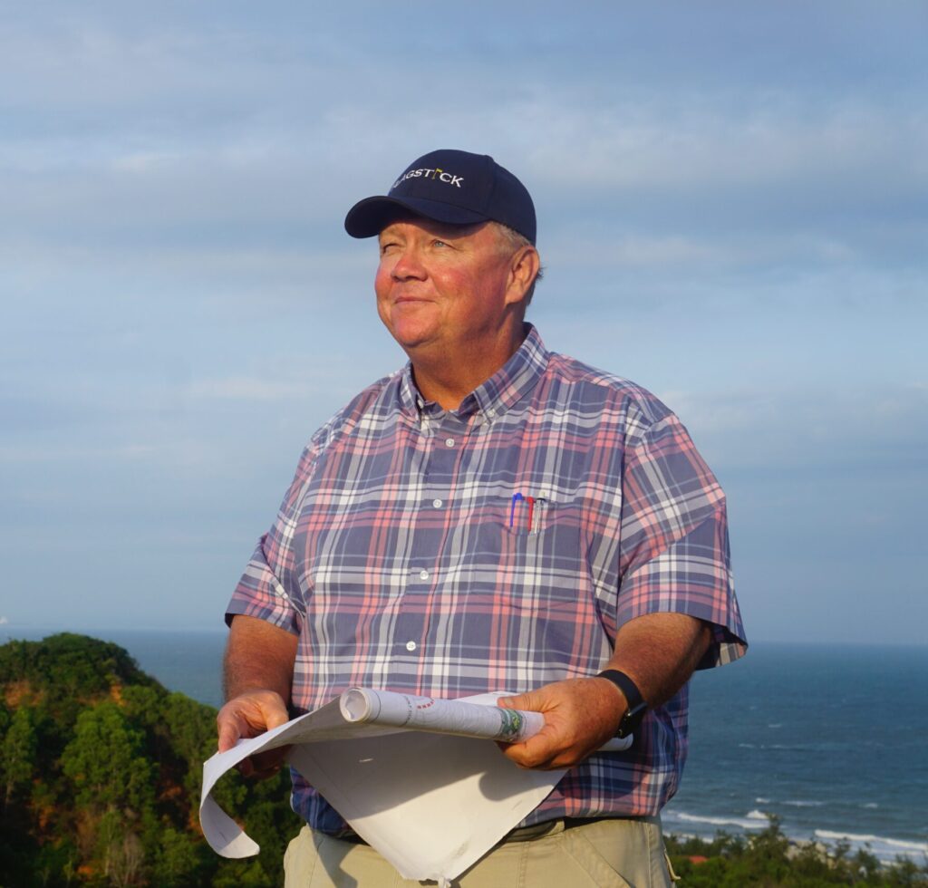 Golf course with ball near flag