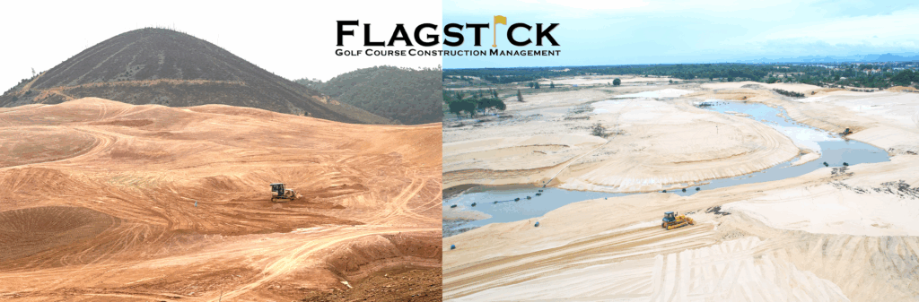 Golf course with ball near flag