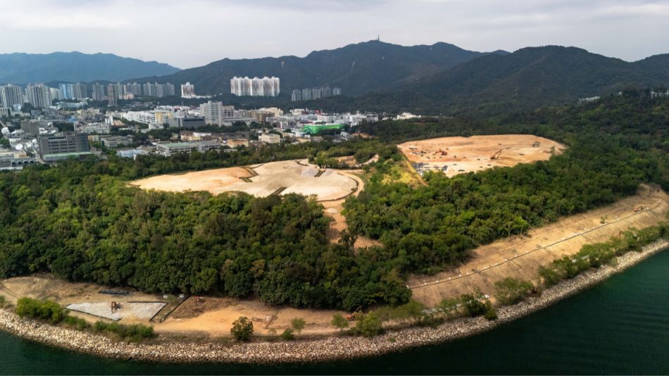 Golf course with ball near flag