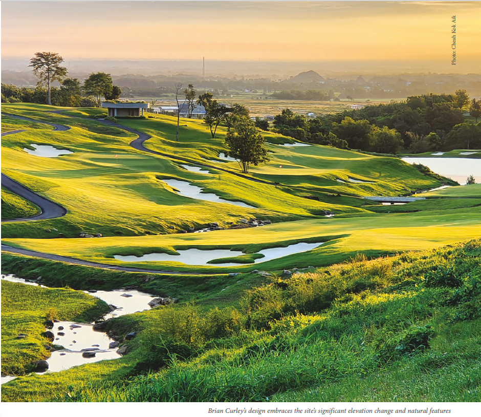 Golf course with ball near flag
